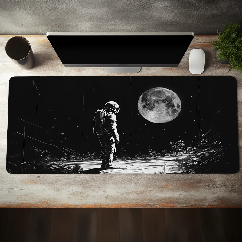Large Astronaut Moon Landing Gamer Mouse Pad Non-Slip Rubber Desk pad Accessory Office Home Decor Gift Gaming PC keyboard pad