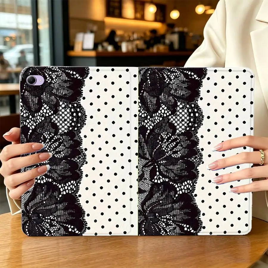 Case for Xiaomi Pad 5 6 7 8 Pro Redmi Pad SE K Pad 8.8 9.7 12.4 Inch Pad 6s Pro 7 Ultra with Pencil Slot Lace Ribbon Polka Dot