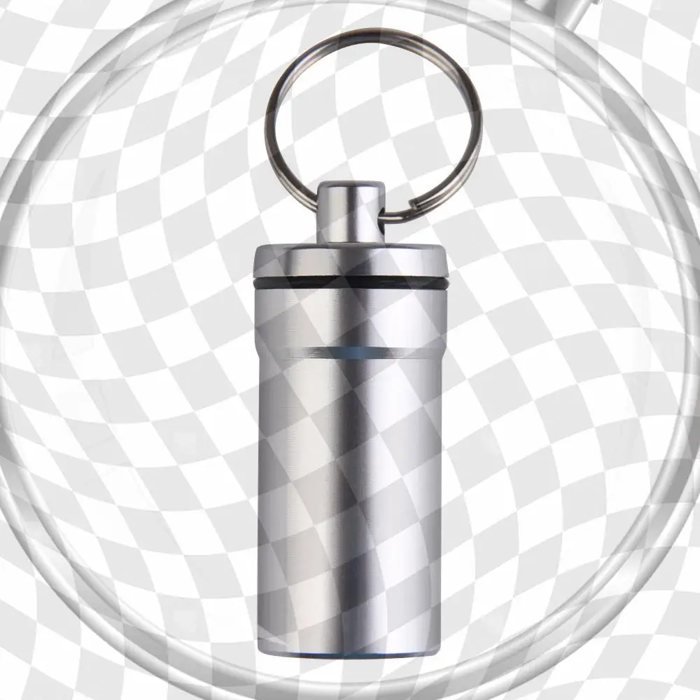 

Mini Pill Box Keychain Aluminum Alloy Outdoor Small Case Outdoor Pocket Pill Box Container for Outdoor Camping Travel