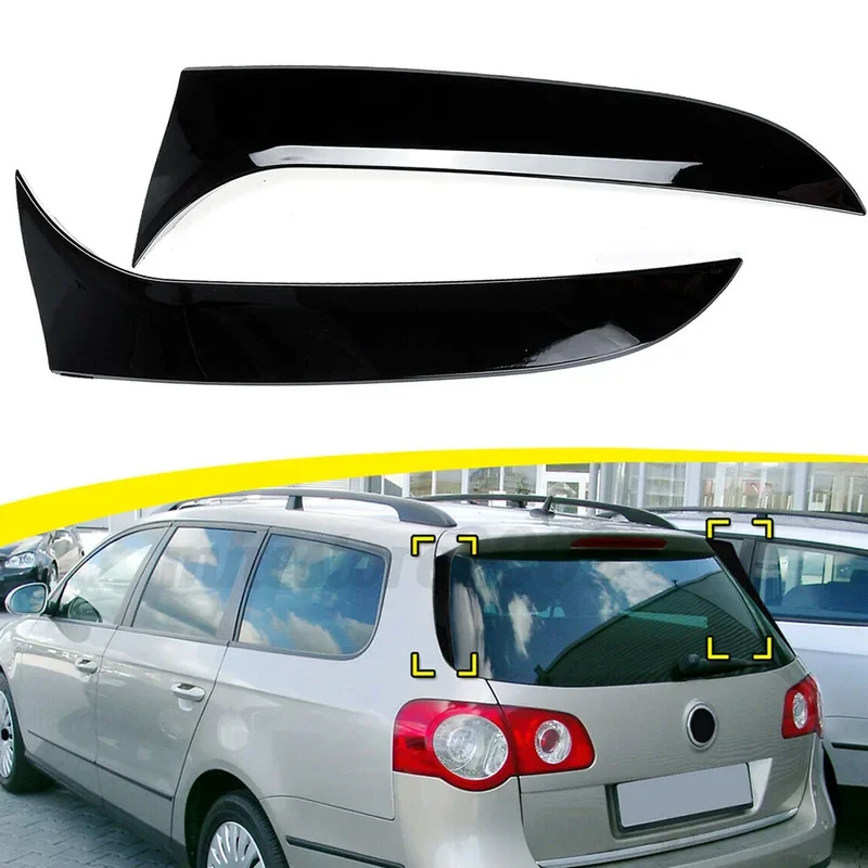 Car Rear Window Side Spoiler Canard Splitter For VW Travel Version Passat B6  Wagon 2005 2006 2007 2008 2009 2010 Glossy Black