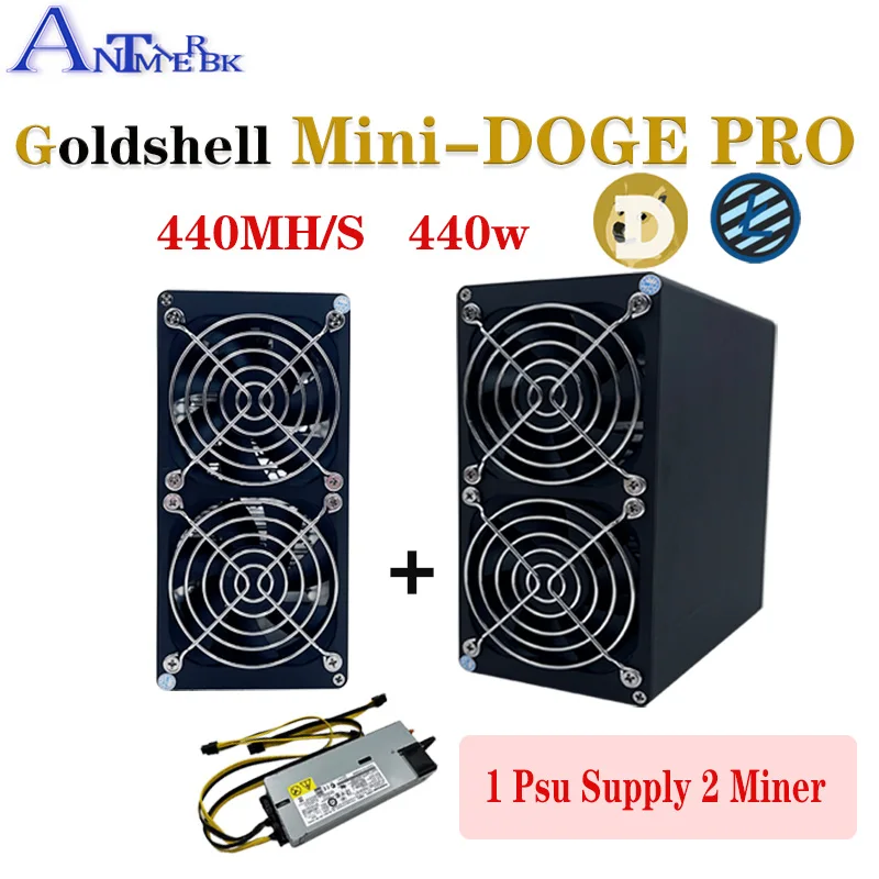 Asic Miner 2 units Goldshell Mini DOGE PRO 440M Scrypt DOGE LTC miner with 1 PSU Better than Antminer L3 L7 Innosilicon A4 A6