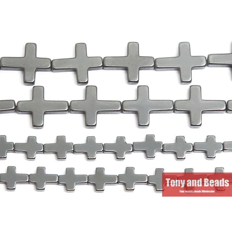 Natural Stone No Magnetic Long Cross Black Hematite Beads 8x10 14x17MM 15\