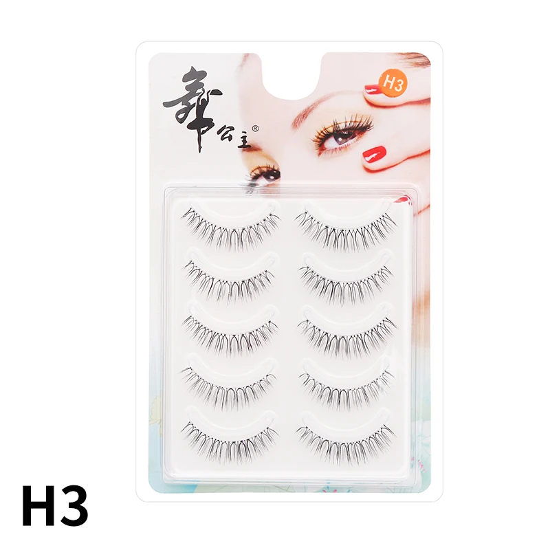 5 Paar Anime-Wimpern mit transparentem Stiel, unsichtbare Manga-Wimpern, natürliche falsche Wimpern für Make-up – Detail 16