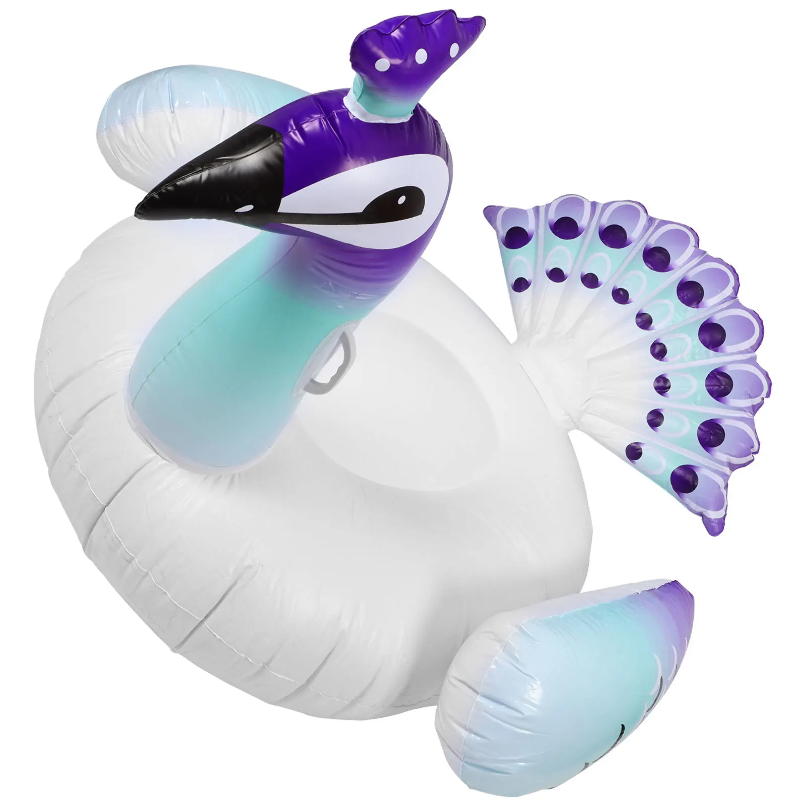 Inflatable Peacock Mount Lounge Chair Pool Float Floating Recliner for Adults Swimming Ring Bright Color Foldable Storage Beach