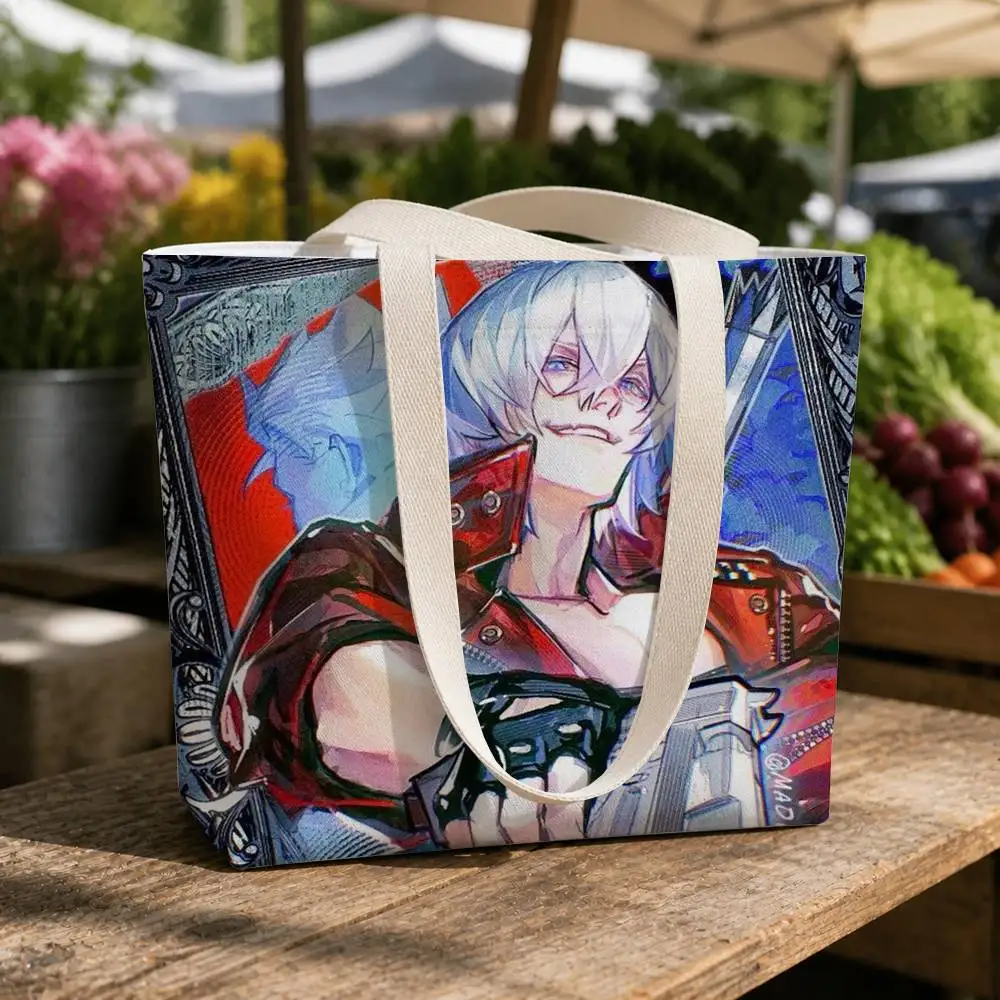D-Dante D-Devil May Cry 5 Printed Canvas Shoulder Tote Bag for School Work and Commute 4