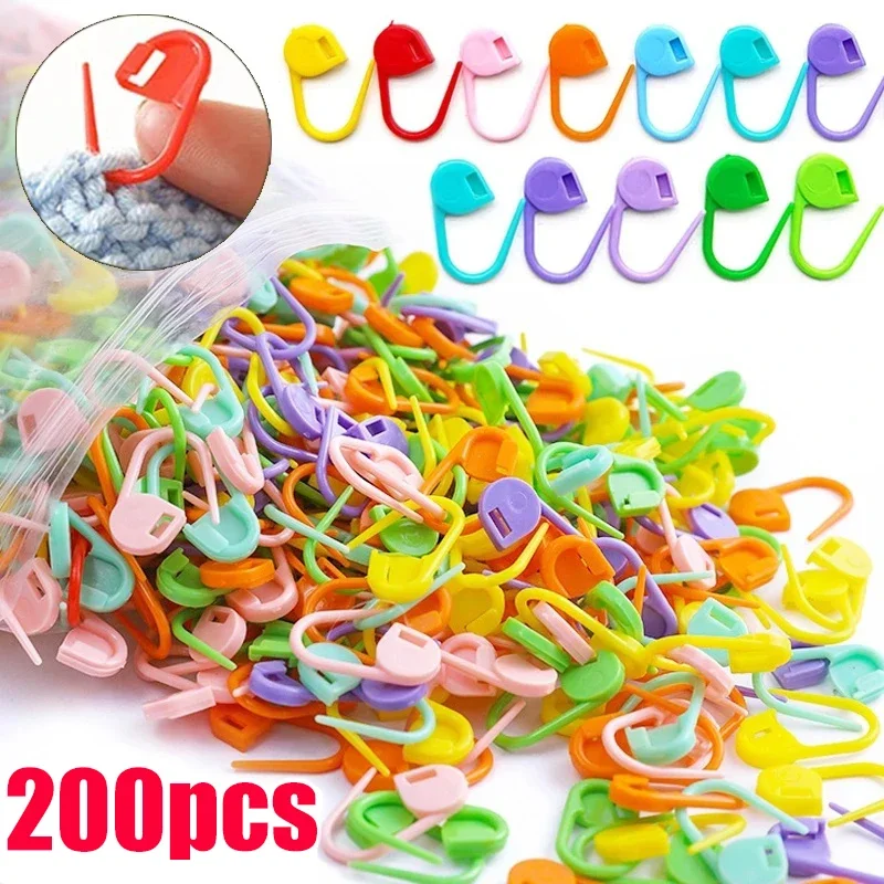 50-200pcs Multicolor Plastic Resin Locking Stitch Markers Knitting Small Pin Crochet Latch Needle Clip Hook DIY Yarn Sewing Tool