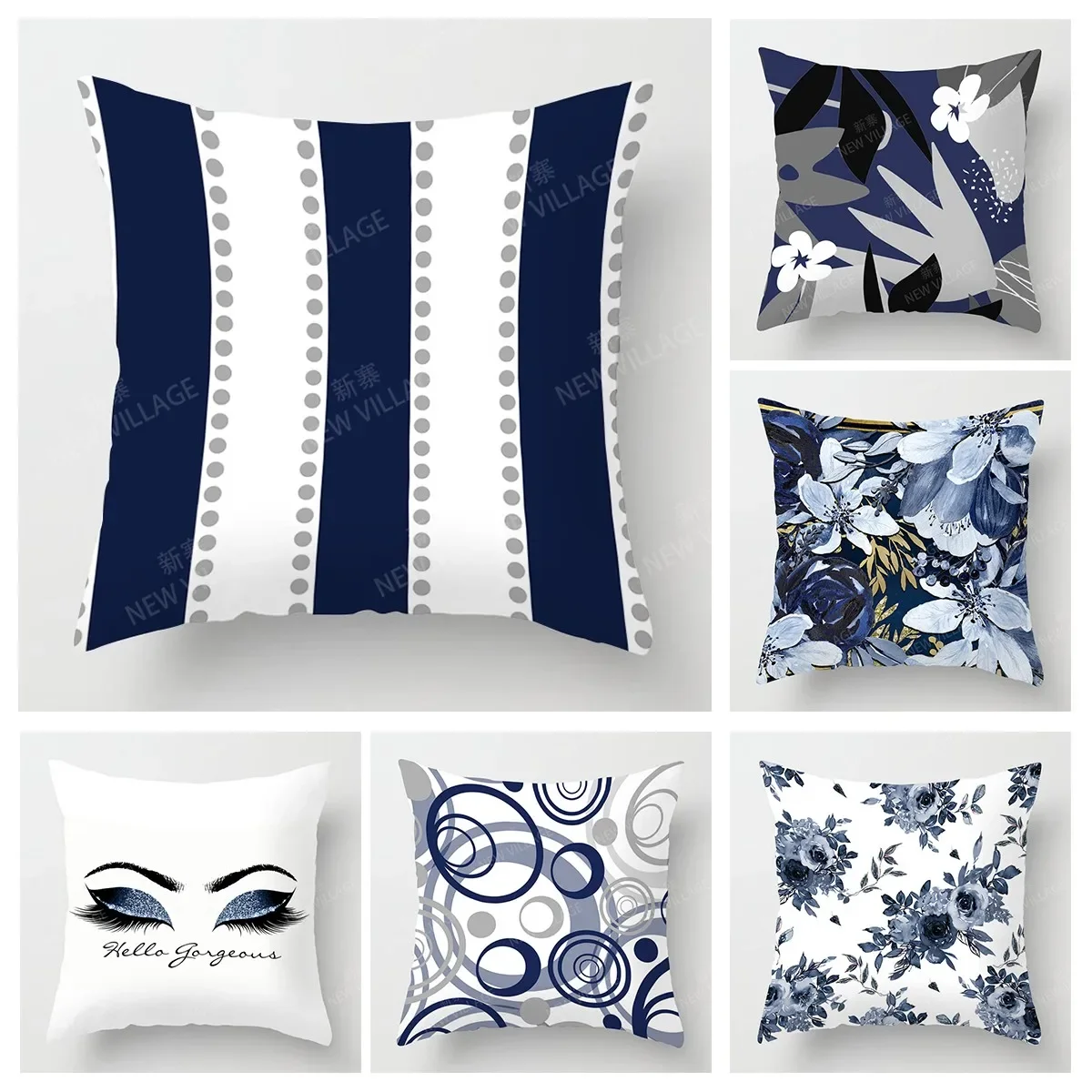 

Dark Blue Abstract Personality Cushion Cover Flower Pillowcase Home Decor Living Room Sofa Cushion Pillowcase