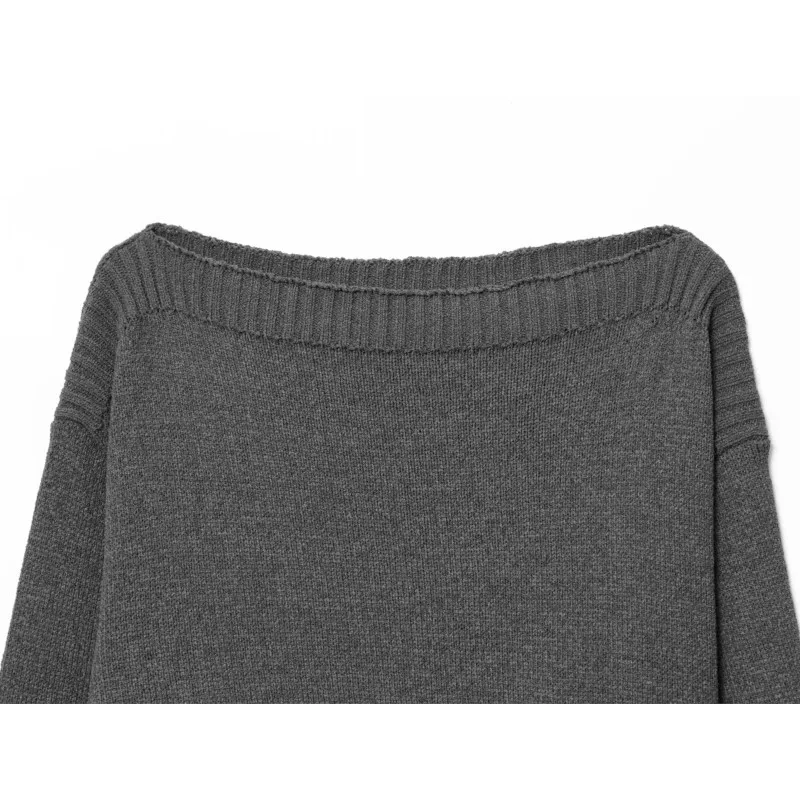 Mulheres um pescoço camisola de malha outono vintage sólido solto manga longa chique temperamento casual pullovers femininos