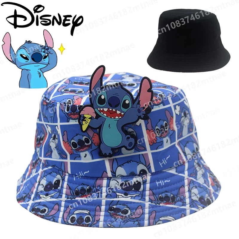 

New Stitch Pattern Printed Fisherman Hat Cartoon PVC Soft Patch Around Sunshade Hat Double-sided Wear Basin Hat Children Gift