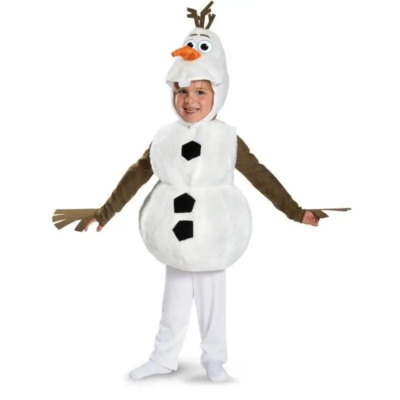 New Year Christmas Girls Olaf Cospaly Costume Frozen Deluxe Toddler Bodysuit Halloween Hooded Costume Party Gift Dress Up