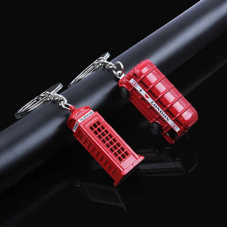 Classic London Red Bus Po Box Stereo Keychain Holder Phone Box Charm Pendant For Men And Women Party Exquisite Gifts