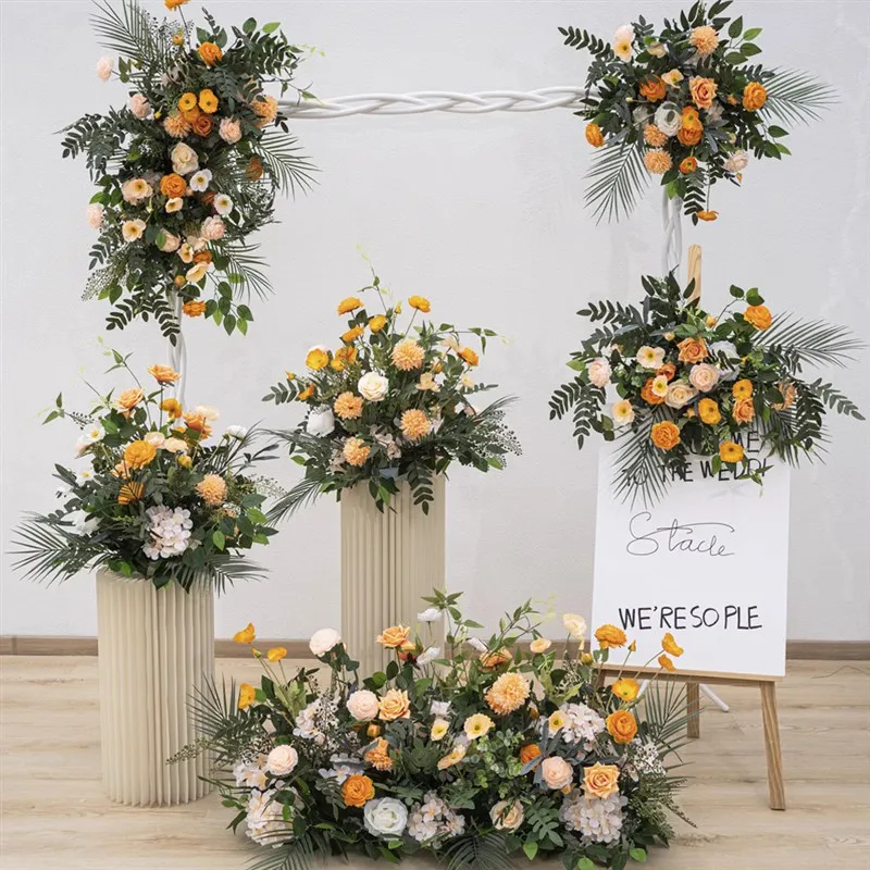 Wedding large-scale floor row engagement simulation silk flower decoration flower row arrangement road lead wedding flower arran