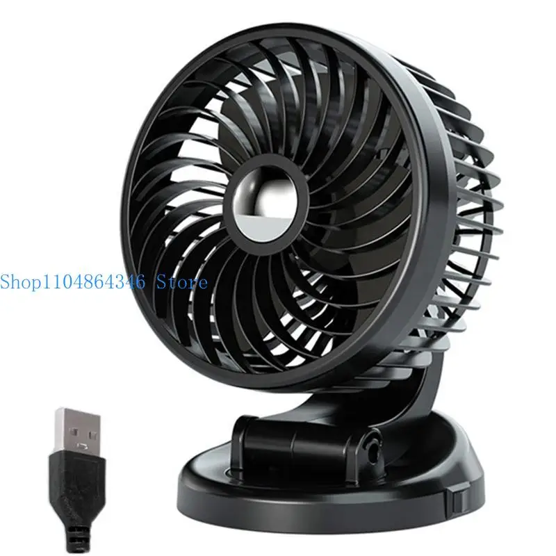 652F Universal Fan USB 5V 12V 24V Quiet Car Fan 360°Rotation Cooling Fan for Camping