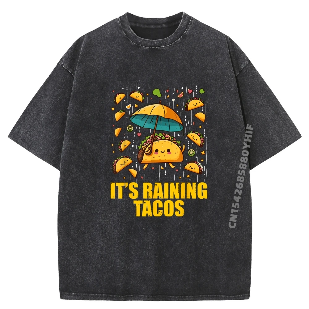 

Funny Washed Shirt It's Raining Tacos Funny Taco Lovers kids girls boys Fall Clothes Aesthetic Mens Designer Clothes