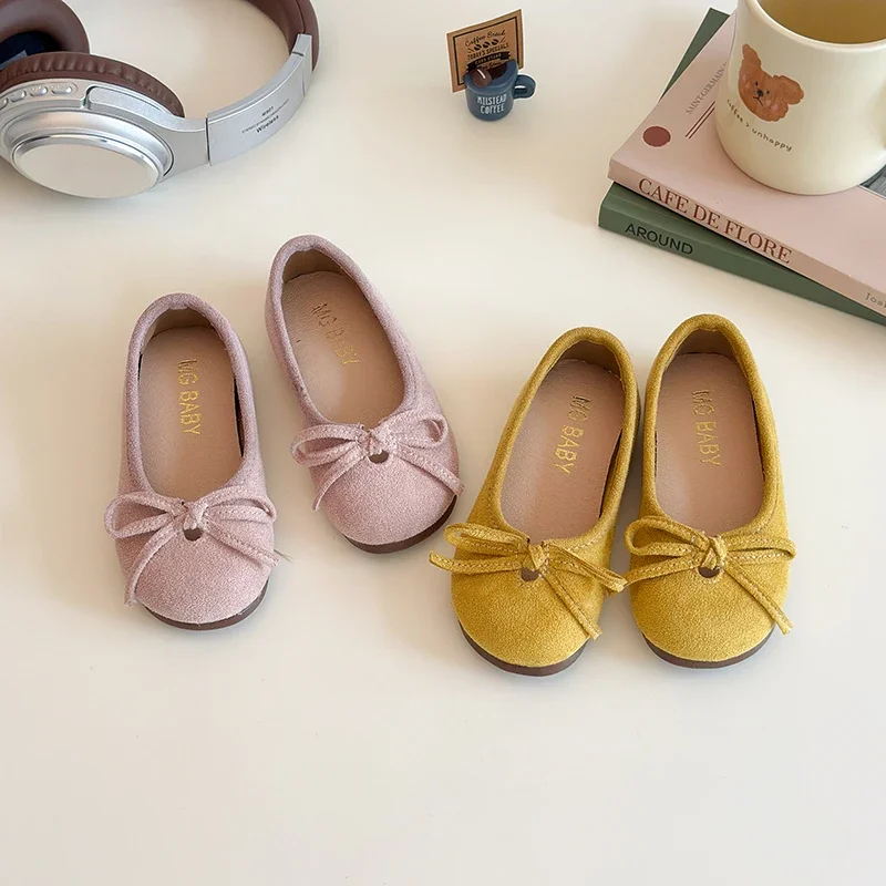 

Spring Autumn Children's Leather Shoes for Girls Korean Girls' Soft Sole Bow Anti Slip Lightweight Fashion Princess Single Shoes