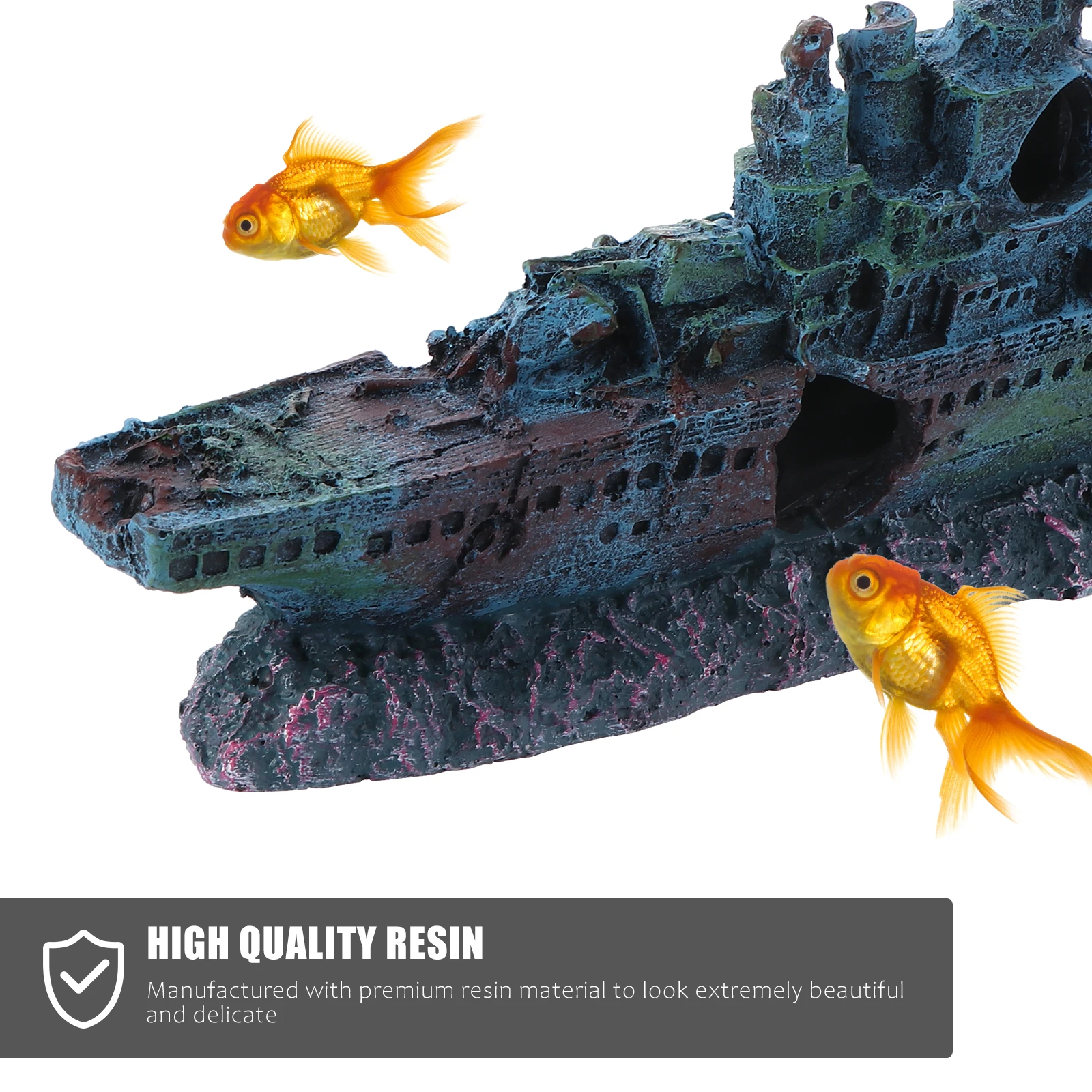 

1pc Resin Shipwreck Decoration Aquarium Landscape Tank Ornament Desktop Craft Waterproof Saltwater Freshwater Suitable Vivid