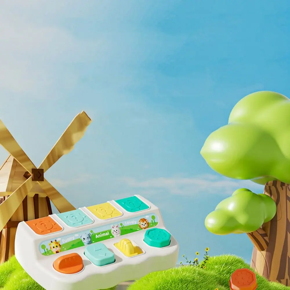 Montessori Peekaboo Switch Box Pulsante Giocattolo Animali dei cartoni animati Scatola giocattolo animale interattiva Giraffa Giocattolo sensoriale animale colorato