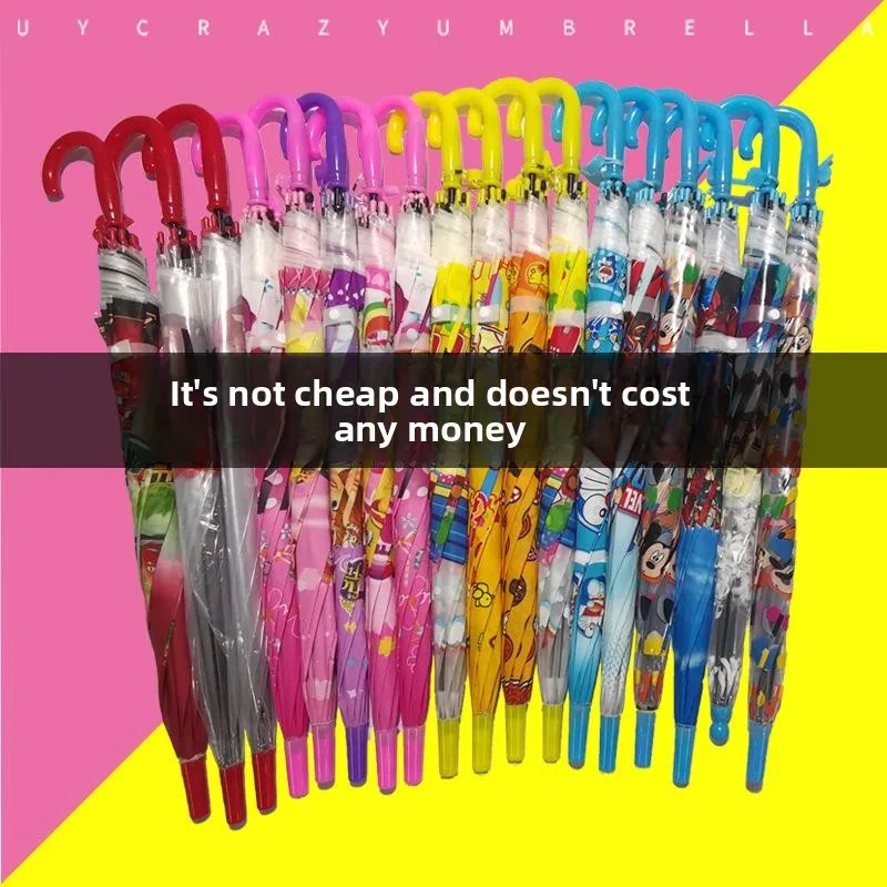 

Креативный милый детский водонепроницаемый зонт с длинной ручкой Auatic, прозрачный черный клей, солнечный зонт