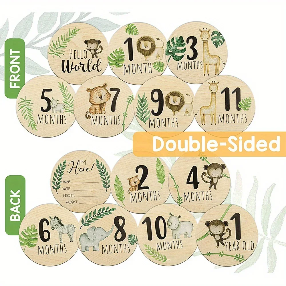 7PCS Newborn Photography Props Wooden Monthly Milestone Cards Baby Shower Gifts for Boys and Girls Photography Accessories