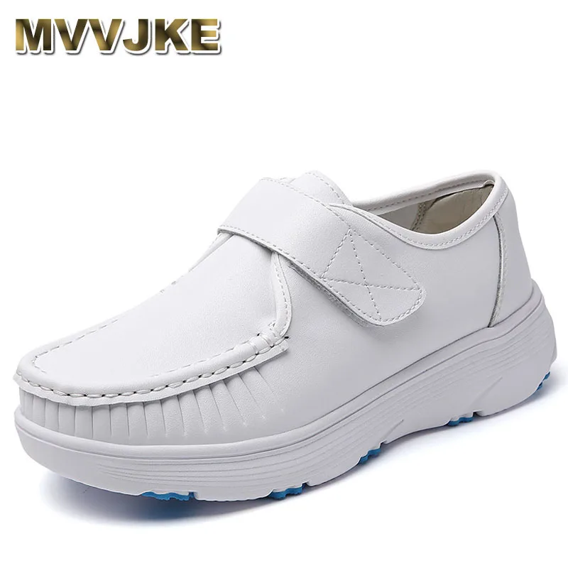 Женские туфли для медсестер из натуральной кожи, удобные дышащие противоскользящие рабочие туфли с мягкой подошвой, черные, белые, весна-осень
