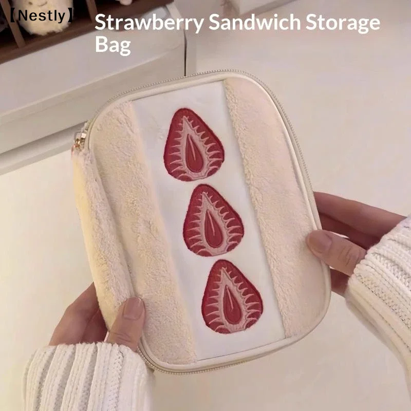 Besticktes Erdbeer-Federmäppchen, tragbare Schreibwaren-Stiftbox, multifunktionale Make-up-Tasche mit großem Fassungsvermögen, Aufbewahrungstasche〔Nest〕