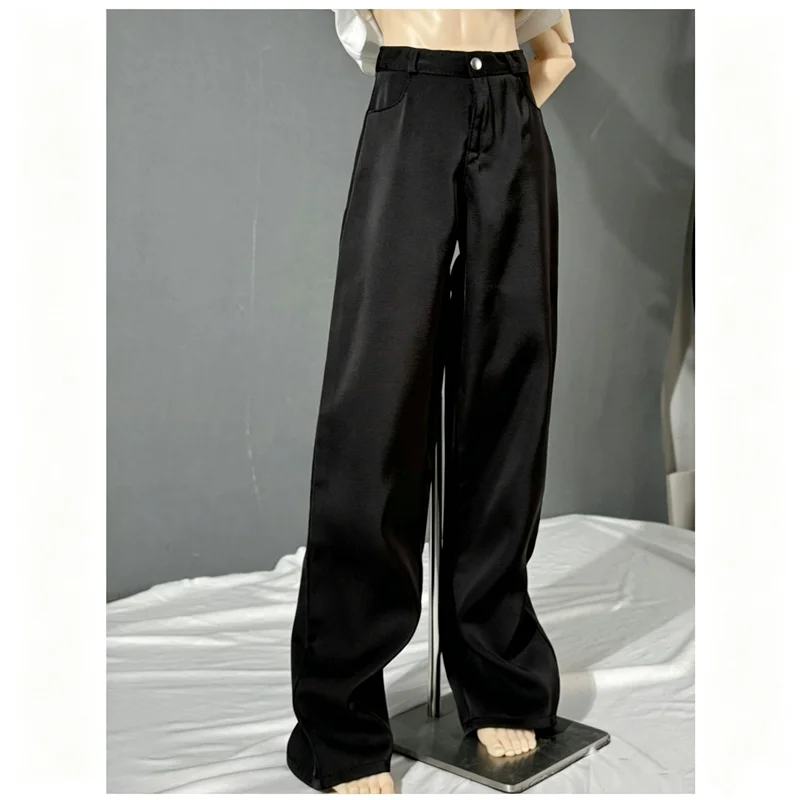BJD doll Pants Loose Black Thick Floor Pants 4-point Senior 73 ID75 77 Uncle Black Daily Dressing Pants Male