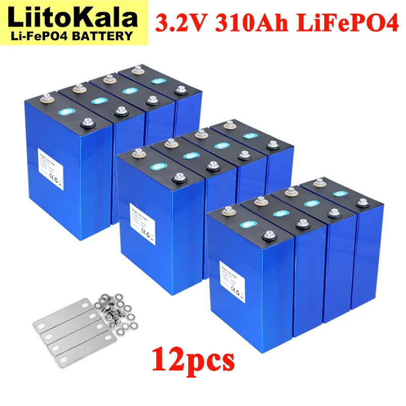 

12pcs 3.2V 310Ah Lifepo4 Battery Lithium Iron Phosphate For 12V RV Campers Golf Cart Off-Road Off-grid Solar Wind US/EU Tax Free