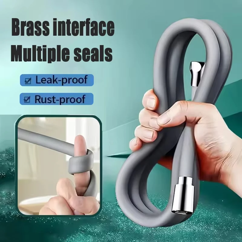 

1.5/2M Bathroom Silicone Shower Tube Bend Arbitrarily Hose Explosion Proof Anti-winding Shower Hose Bathroom Faucet Accessories