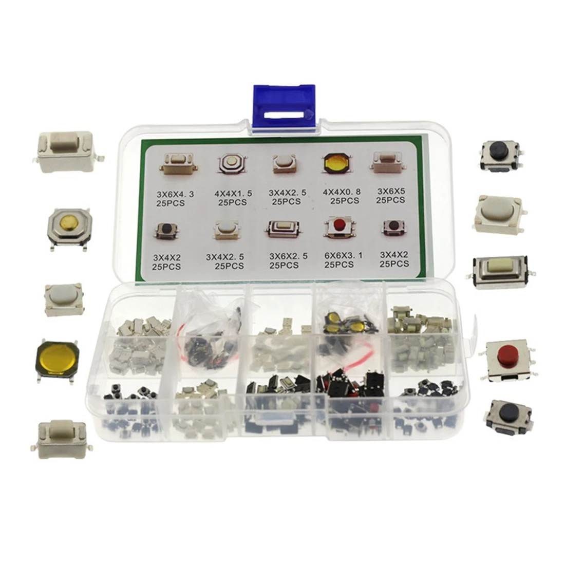 [NEW!A93G】 250Pcs Car Remote Control Key Switch Repair Small Switch Tactile Push Button Switches Component Package Micro-Switche