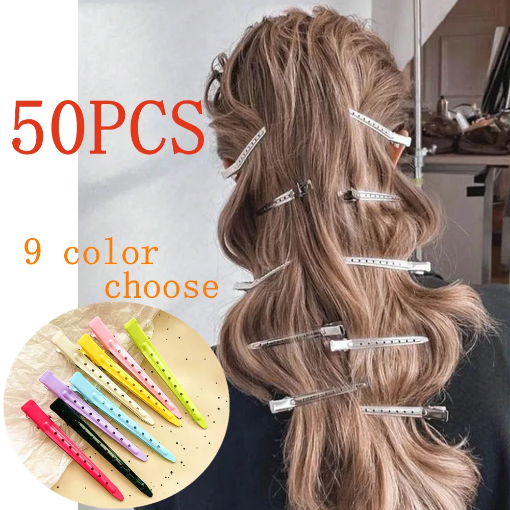 50pcs Duck Bill Hair Clips,8.5 Cm Metal Clips Cut Clip Styling Hair Clips for Women and Girls,For Hair Styling,Street Hair Clips