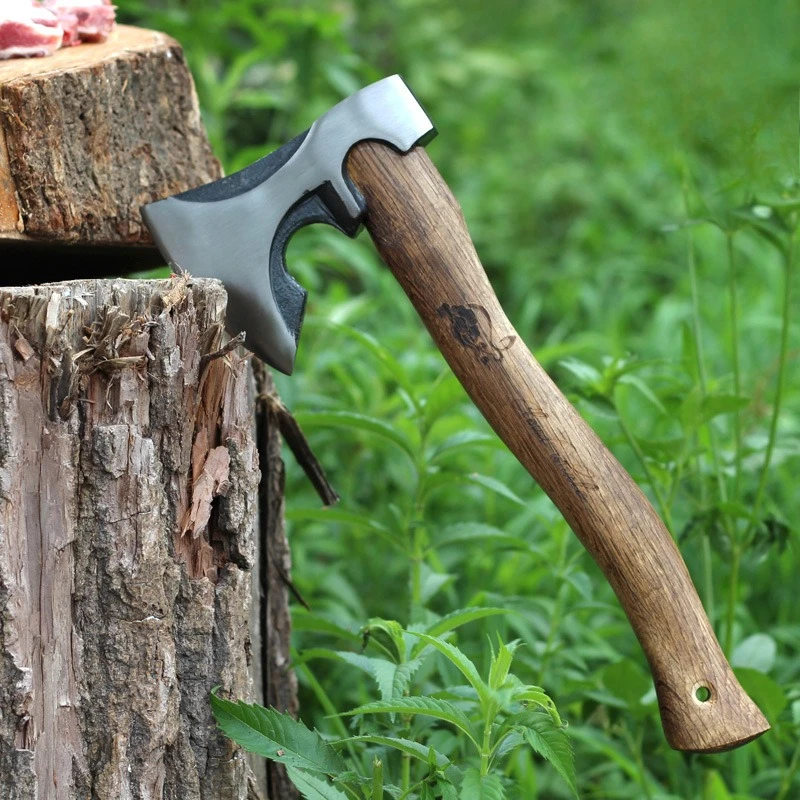 Hand-forged Outdoor Portable T actical Axe Camping Household Firewood Splitting Axe Multi-functional Tool