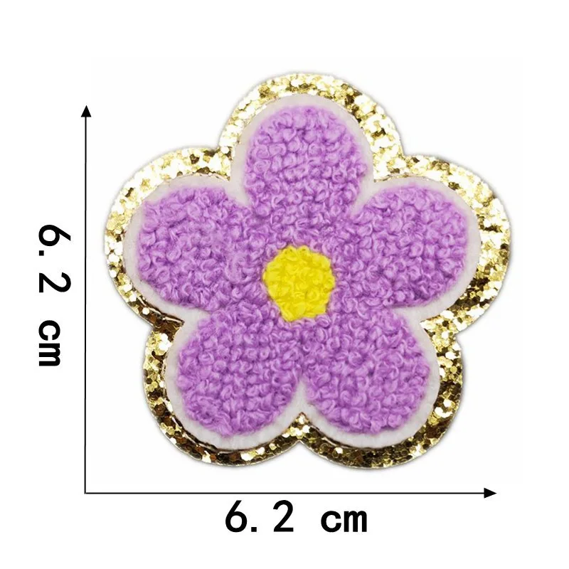 1pc ciniglia fiore bordo oro panno Patch ferro sulla toppa decorativa riparazione indumento