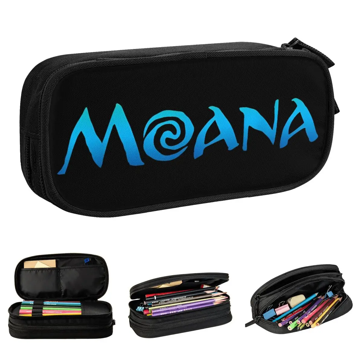 Moana Logo Pencil Cases Pencilcases Pen Box for Student Large Storage Bag Students School Zipper Stationery