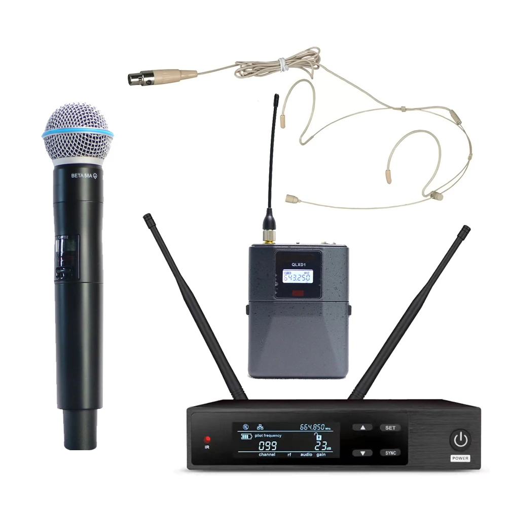 

Original QLXD4D 100 Channel Wireless Microphone System QLXD14 BodyPack Beta98 Beta53 HeadMic Cardioid Best Mic