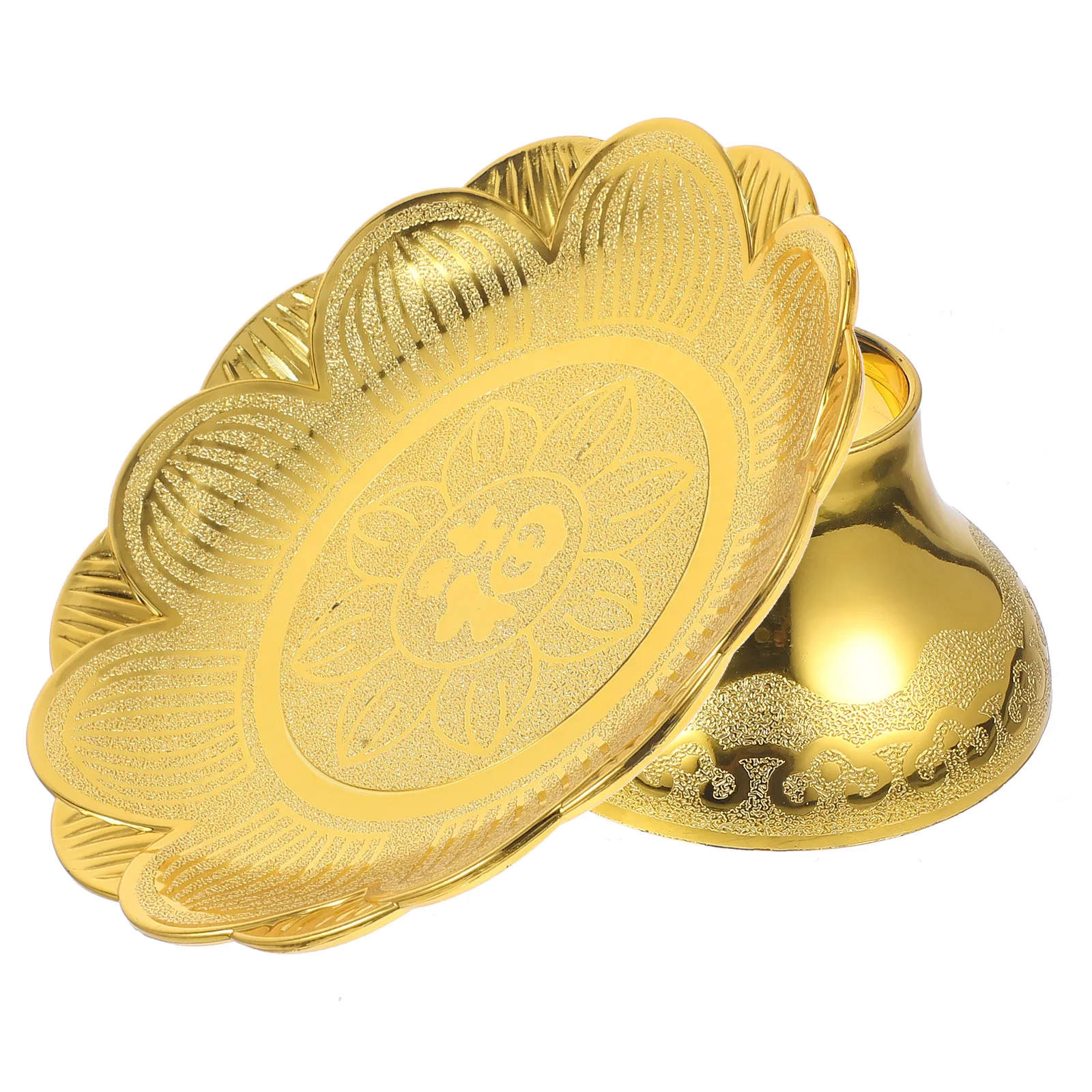 Offering Plate Lotus Shape Raised Edge Fruit Tray for Temple Worship Buddha Worship Supplies Tribute Fruit Holder Home Decor