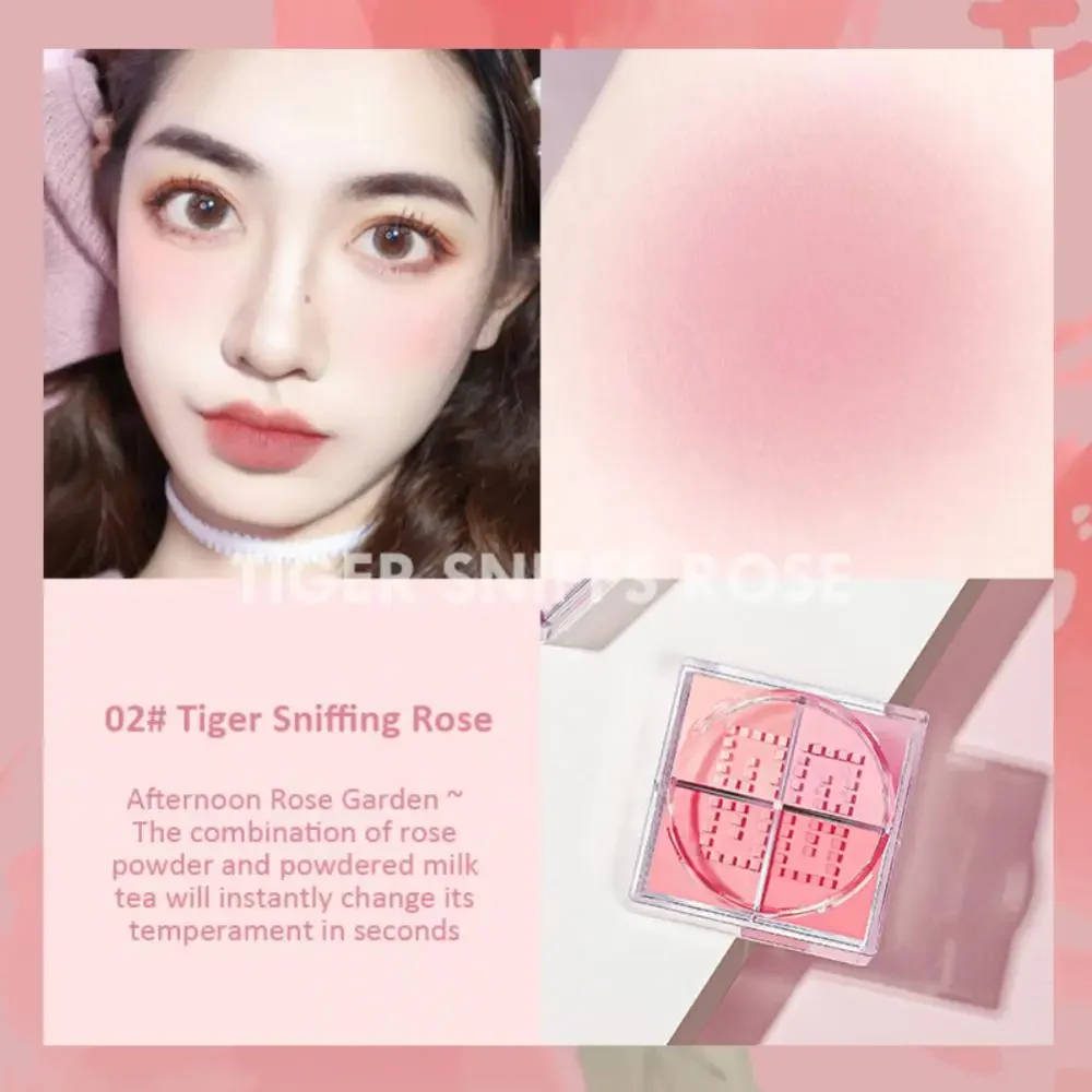 4 Square Grid Face Blusher Natural Vibrant Orange Facial Cheek Contour Blush Powder Matte Tint Women Makeup Cosmetics Wholesale