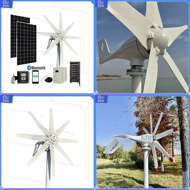 1000W Solar Wind Hybrid System 24V Wind Turbine Generator Kit 500W 12V Small Windmill for Home Garden Off Grid Power Energy