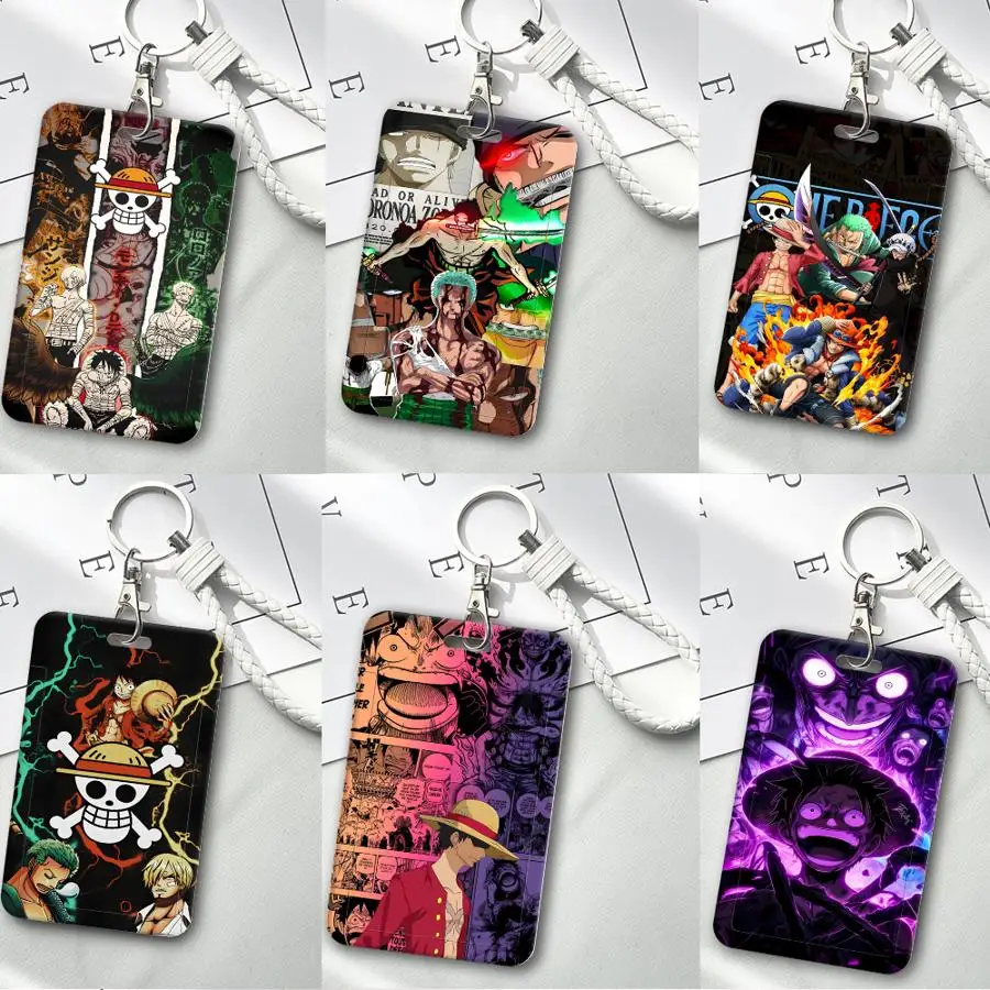One Piece Zoro Luffy Portgas D Ace Cover Case 1Pc Card Holder Retractable Credit Card Holders Holders Child Bus with lanyard