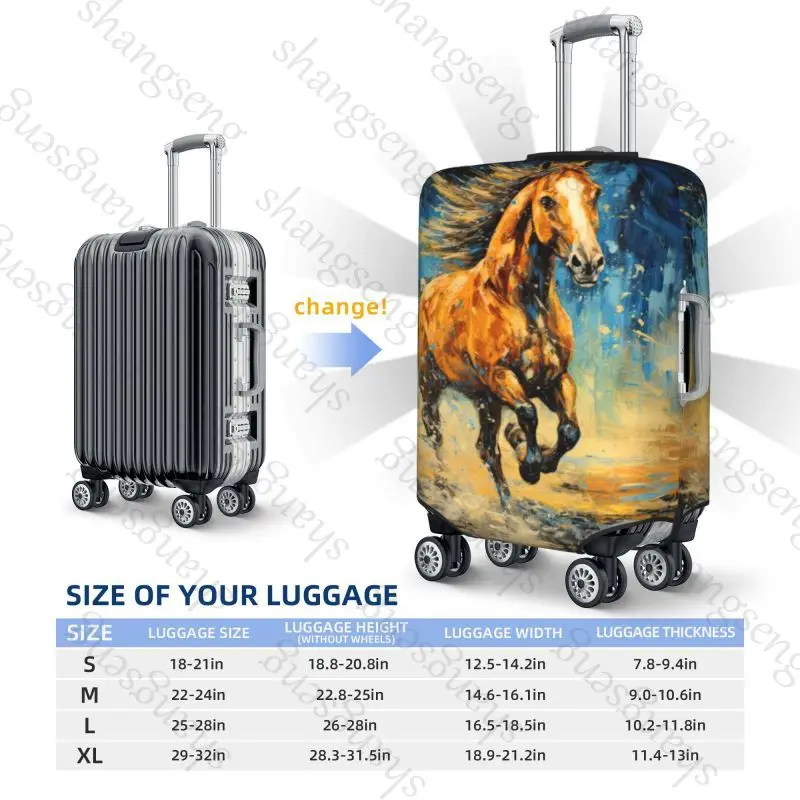 Watercolor Horse animal Travel suitcase protective case, suitcase cover, elastic protection, washable Luggage cover, 18-32 in