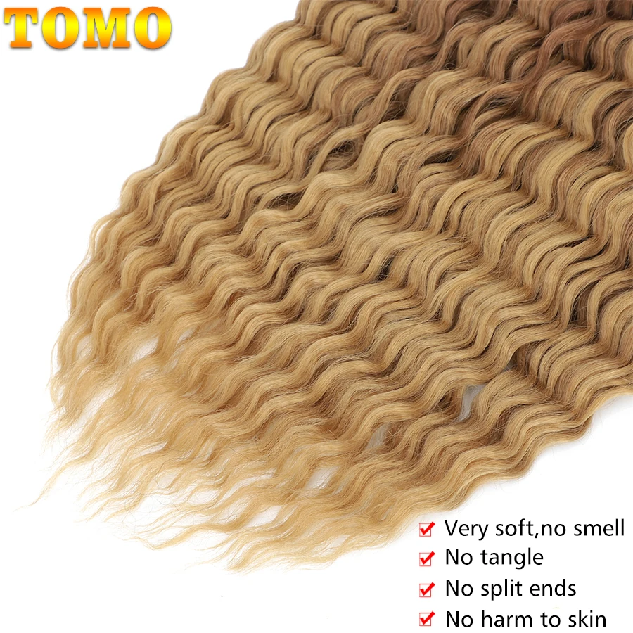 TOMO-Extension capillaire synthétique ondulée au Crochet, 30/22 pouces, mèches ondulées, couleur blond ombré, rose