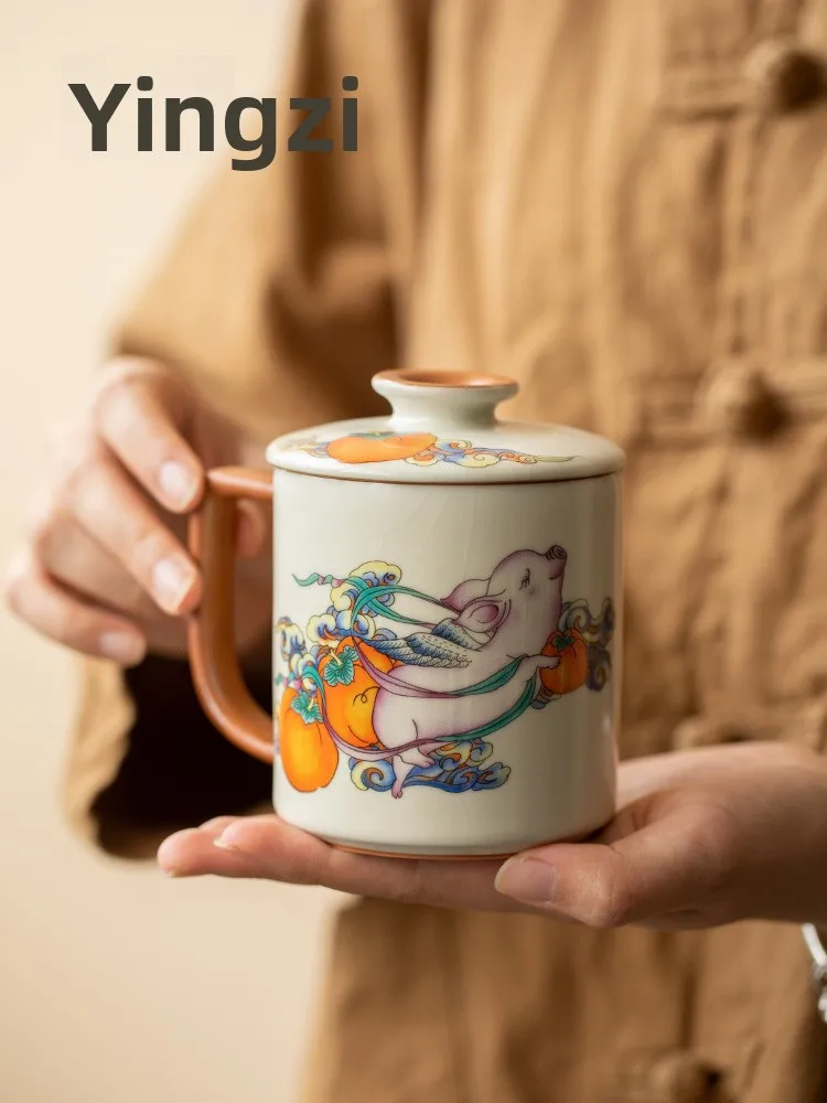 

Yuan Dynas Cerc Lid Mark Cup Personal Tea Cup High End Office Water Cup for Brewing Tea Dehua Origin Porcelain Cup