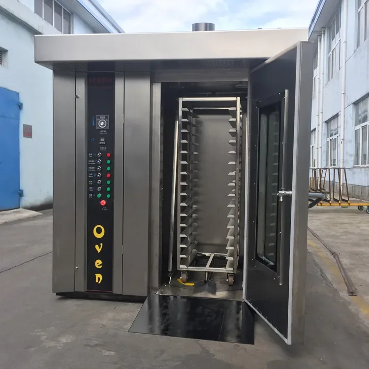 32 64Tray Rotary Oven Price Gas Electric Big Rotating Bakery Rotary Rack Oven for Sale Baking Loaf Bread Bakery Industrial Oven