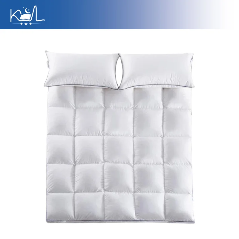 White Goose Down Feather Mattress Topper, Hotel Quality Plush Top Bed Pad, Extra Deep Quilted Mattress Cover for Double Bed