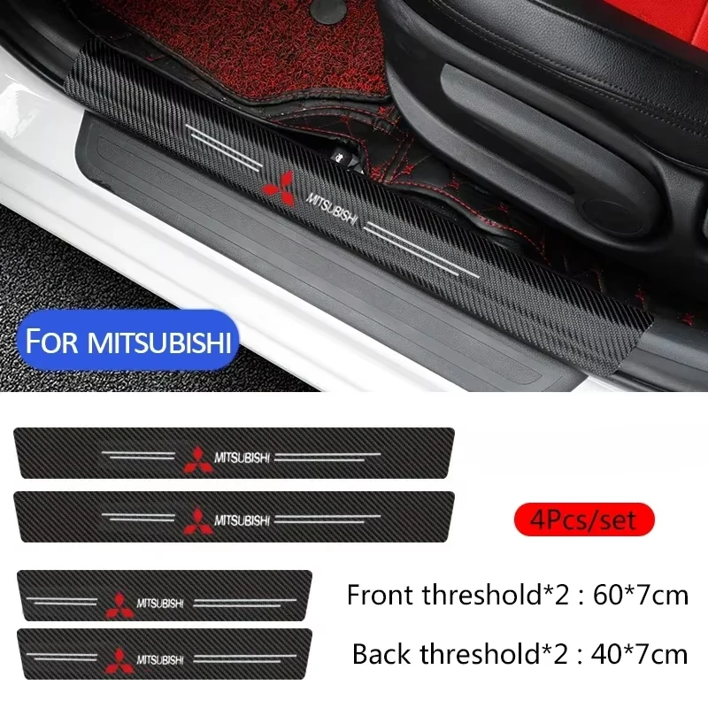 Carbon Fiber Car Door Sill Protector Threshold Covers for Mitsubishi Outlander L200 ASX Lancer 9 10 Mirage Pajero Mirage