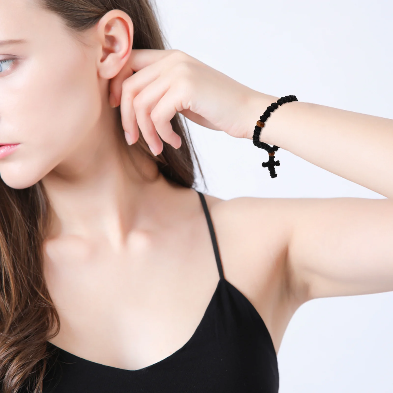 

Side Buckle Cross Bracelet Wooden Beads Prayer Bracelet Religious Jewelry Christian Prayer Beads Wristband Communion Baptism