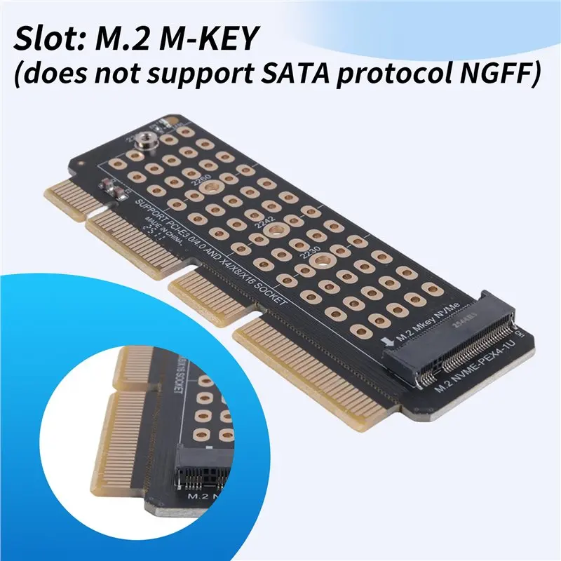 Efficient M.2 NVME To PCI-E 4.0 Adapter Card M.2 M-KEY Slot Supports 1U Server