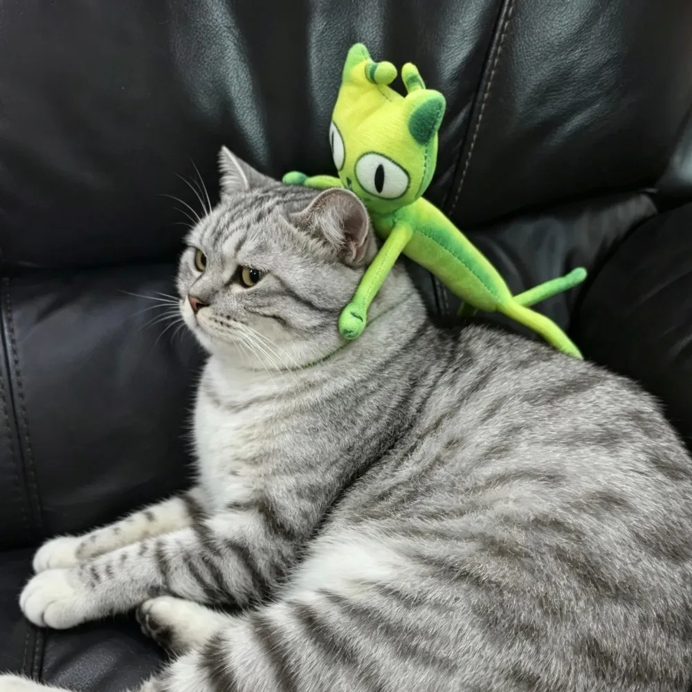 Aesthetic Trending Ugly‑Cute Alien Cat Plush Doll With Built‑in Wire Frame, Poseable Abstract Stuffed Figure, Comfort Companion Decor Toy