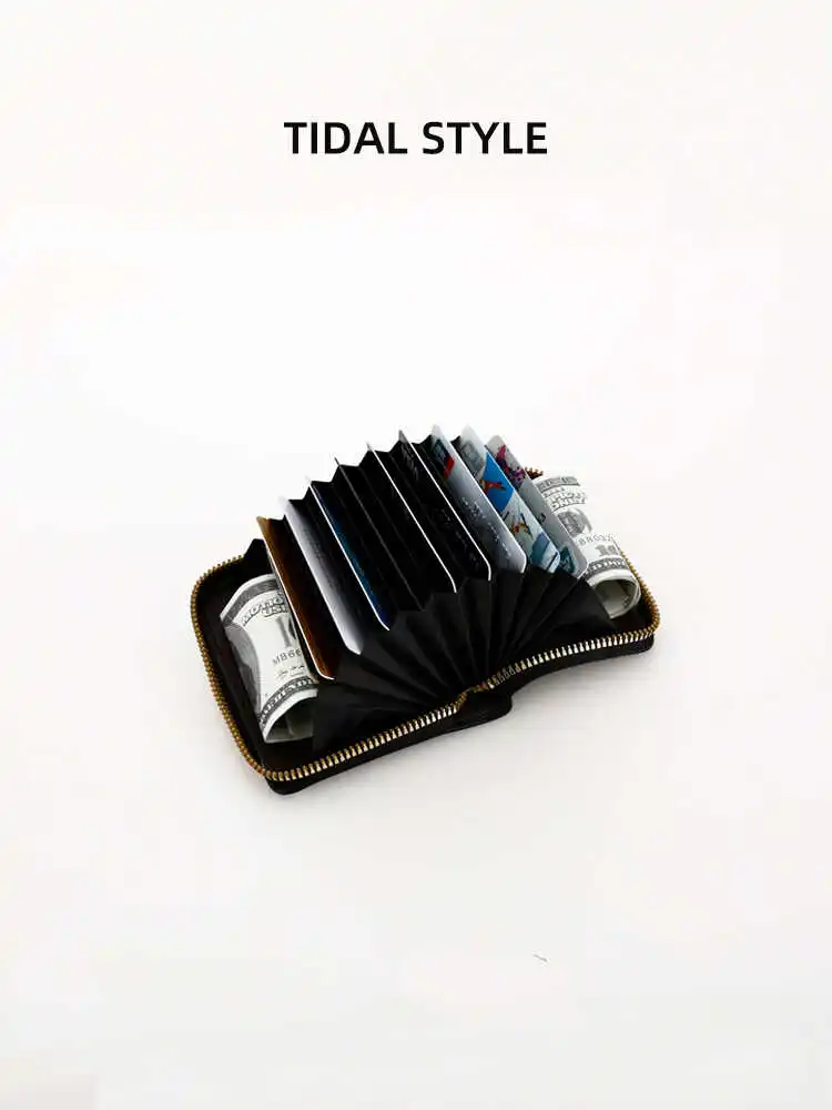 TIDALSLE Cute Cartoon Soft Leather Multi-Card Wallet Women's ID Document Coin Purse Cact Size Faionable Youth Bag