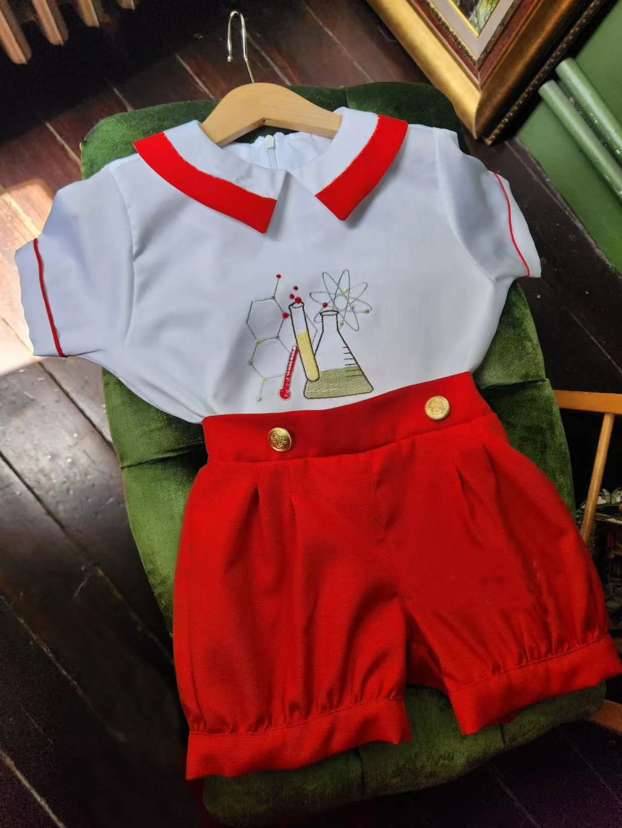 

0-6Y Baby Boy Summer Chemical Element Embroidery Suit for Party Birthday Holiday Eid Photography Christmas B388