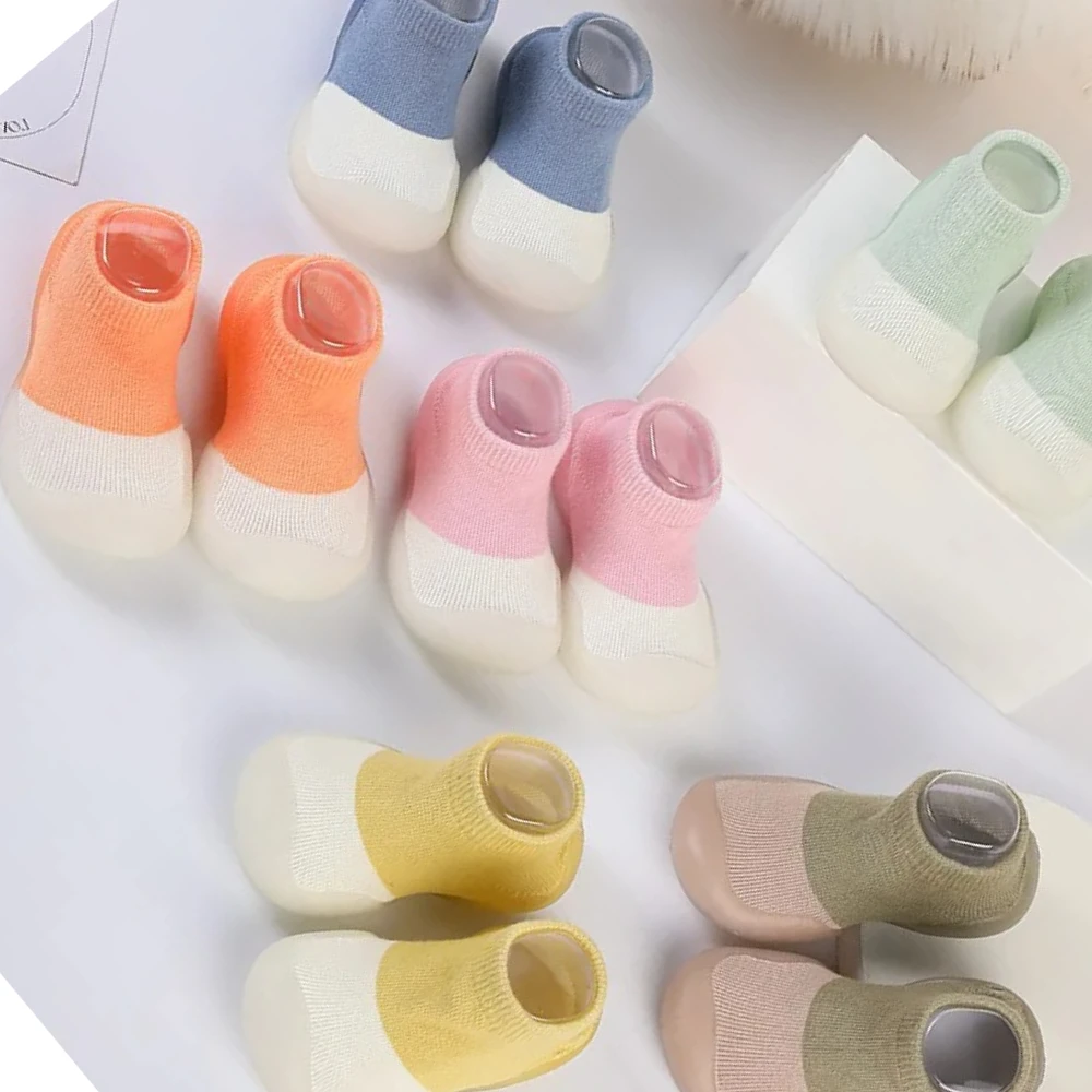 

New baby color-blocking cute baby and toddler home floor socks non-slip soft sole comfortable sock shoes